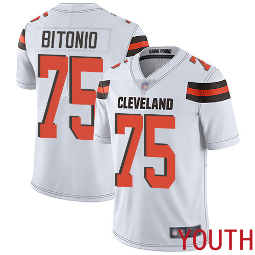 Cleveland Browns Joel Bitonio Youth White Limited Jersey #75 NFL Football Road Vapor Untouchable->youth nfl jersey->Youth Jersey